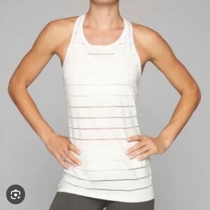 ATHLETA GAP White Striped Mesh Tank Top Size XSmall